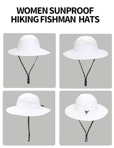 Sun Hats for Women Outdoor Wide-Brimmed Fisherman's Hat White