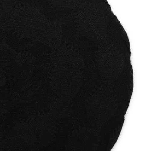 ZLYC Women French Beret Hat Reversible Solid Color Knit Warm Artist Cap - color: Cable Pattern Black