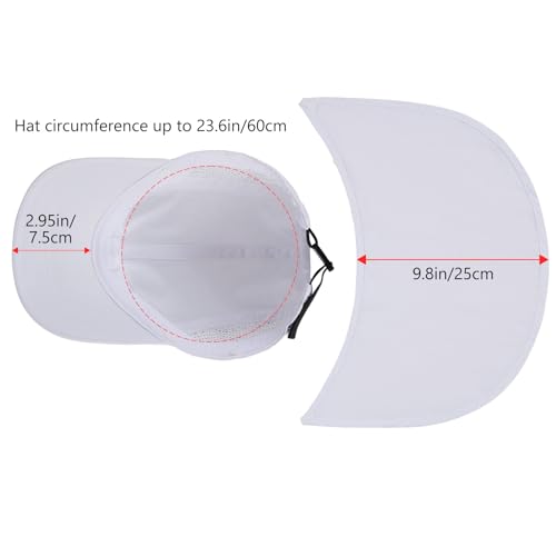 BASSDASH UPF 50+ Fishing Hat, Baseball Cap with Removable Neck Flap - color: White With Unfoldable Brim