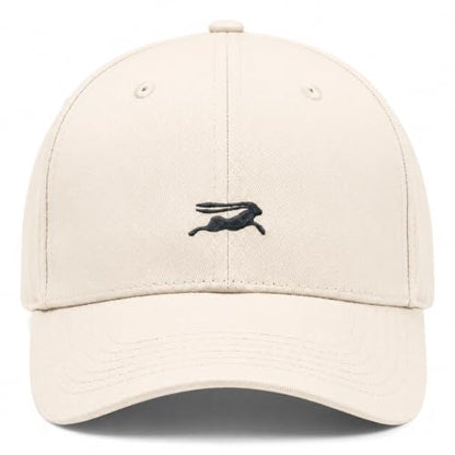 Wishper Studio Embroidered Baseball Cap for Women Men, Cotton Hat with Adjustable Velcro, Minimalist Animal Embroidery - color: Beige Rabbit