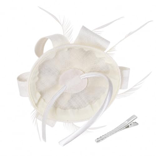 Flower Fascinator Hat Headband Clip for Women Tea Party - color: Cream-02