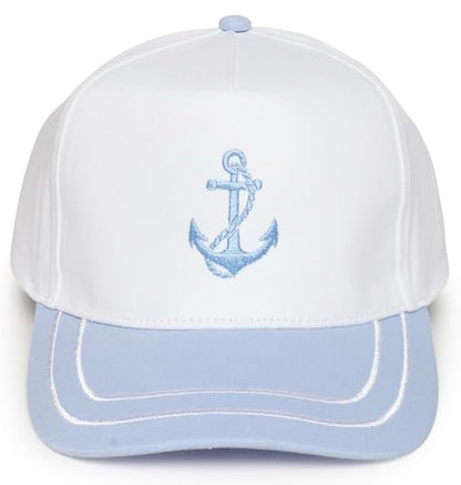 D&Y Retro 2-Tone Canvas Baseball Cap for Women - Funny Embroidered Distressed Snapback, Adjustable Cotton Dad Hat - color: Anchor-lt Blue