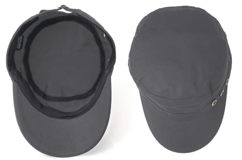 Men's Military Cadet Hat Flat Top Newsboy Cap - color: A - Grey