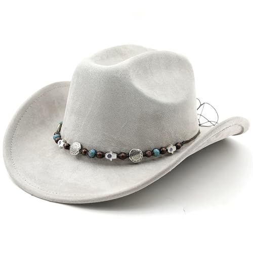 Lifup Western Cowboy Hat for Women Men Cowgirl Fedora Hat - color: Grey