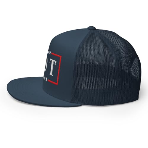 NX FDT Embroidered Flat Bill Trucker Hat High Crown Adjustable FDT Hat - color: Navy