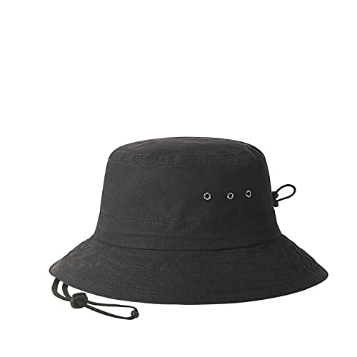 VOBOOM Men Cotton Washed Bucket Hat Packable Boonie Sun Protection Visor Cap - color: Black