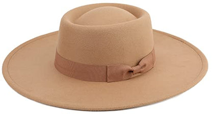 Pro Celia Big Wide Brim Women Fedora Hat - color: Oval-camel