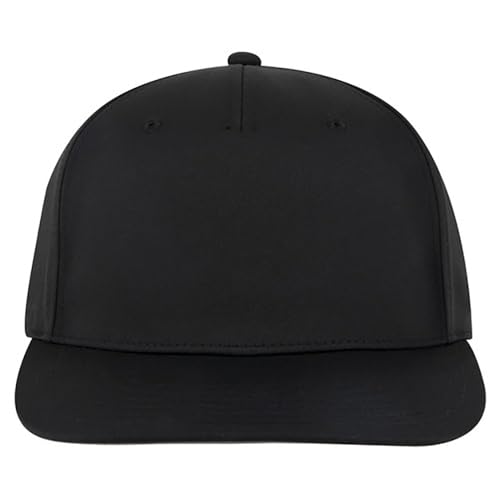 Ashen Fane Polyester Pro Style Structured High Profile Semi-Curved Bill Adjustable Snapback Hat - color: 5p - Black