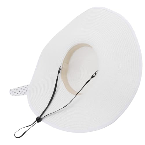 DRESHOW Beach Hats for Women Big Straw Wide Brim Summer Hat Floppy Foldable Roll up Cap Sun Hat UPF 50+ - color: 1 Pack With Polka Dot Bow: White