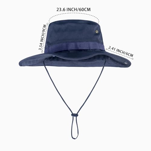 Sun Hats for Men Women Bucket Hat UPF 50+ Boonie Fishing Safari Hat - color: Navy