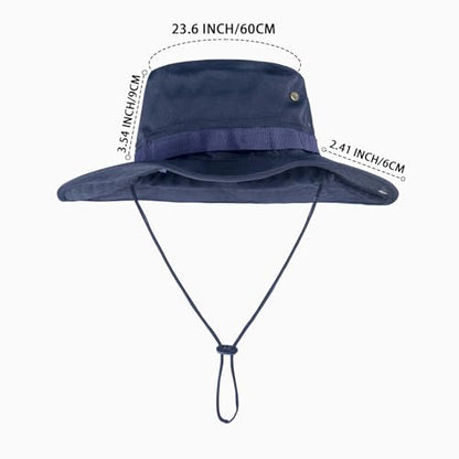 Sun Hats for Men Women Bucket Hat UPF 50+ Boonie Fishing Safari Hat - color: Navy