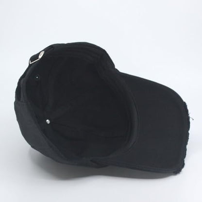 Washed Cotton Distressed with Heavy Stitching Adjustable Baseball Cap - color: Strap Black
