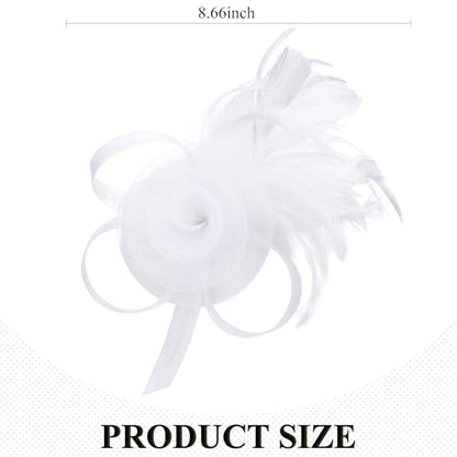Zinniday Victorian Feather Fascinators Hats - 2025 Derby Attire Headwear with Hairpin,1920s Tea Party Hat for Woman - color: White