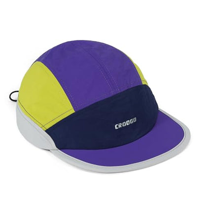 Clakllie Multicolor Short Brim Cap for Men Quick Dry 5 Panel Running Hat - color: Crsb09-purple/Navy