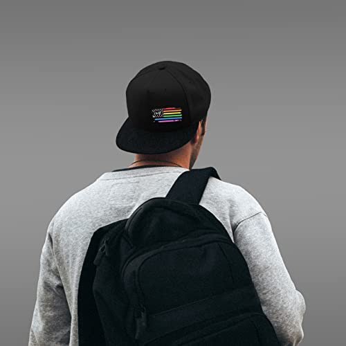Snapback Hats for Men Flat Bill Black Adjustable Baseball Cap Trucker Hat for Dad American Flag Pirate Skull Caps Cool - color: Pride American Flag