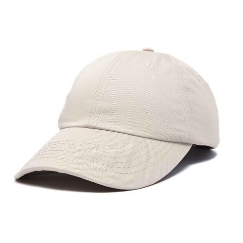 DALIX Baseball Cap Dad Hat Plain Men Women Cotton Adjustable Blank Unstructured Soft - color: Beige