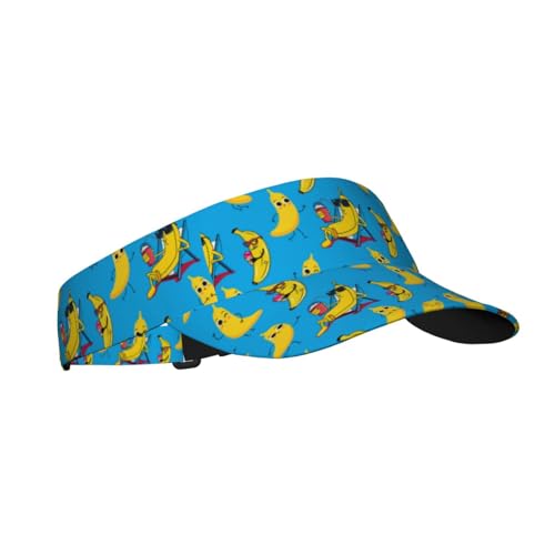 Sports Sun Visor Hat for Men Women, Adjustable Breathable Golf Tennis Cap - color: Funny Banana
