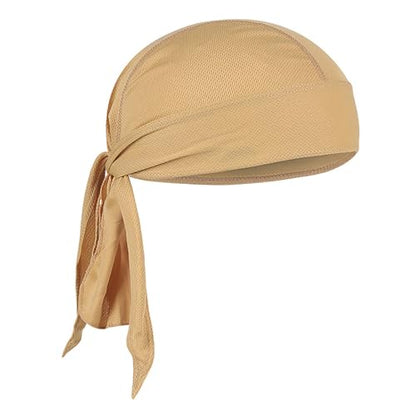 Sweat Wicking Doo Rag - Dew Rag Cooling Helmet Liner - Breathable Helmet Do Rag for Men and Women - color: Khakibb
