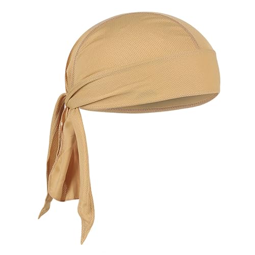 Sweat Wicking Doo Rag - Dew Rag Cooling Helmet Liner - Breathable Helmet Do Rag for Men and Women - color: Khakibb