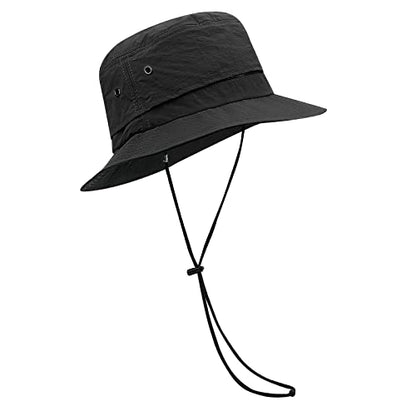 Croogo Sun Hats for Women UV Protection Summer Bucket Hat Waterproof Packable Fishing Hats Wide Brim Hiking Hat Gardening Hat - color: Afh02-black