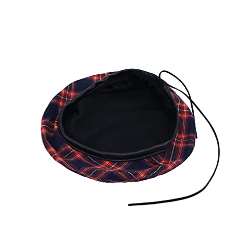 WITHMOONS Cotton Plaid Beret Hat Tartan Check French Beanie Cap YZF0083 - color: Navy