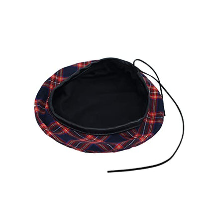 WITHMOONS Cotton Plaid Beret Hat Tartan Check French Beanie Cap YZF0083 - color: Navy