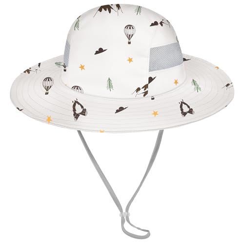 ICOSY Sun Hat for Kids Girls, UPF 50+ Wide Brim Beach Hat for Toddler - color: Cream White