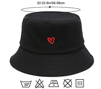 Unisex Bucket Hat Summer UPF 50+ Sun Protection Outdoor Beach Fishing Travel Hiking Hat - color: Heart
