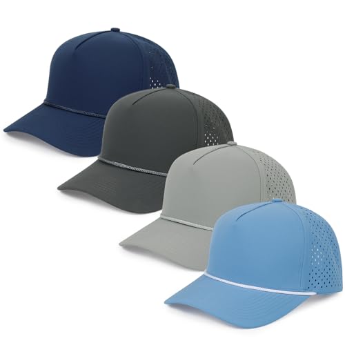 HH HOFNEN Quick Dry Baseball Cap Snapback Golf Trucker Hat for Men Women - color: #4 Blue+navy+darkgray+gray