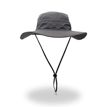 EONPOW Fishing Hats Windproof UPF50+ UV Protection Bucket Beach Mesh Sun Hat 56-61cm - color: Dark Gray