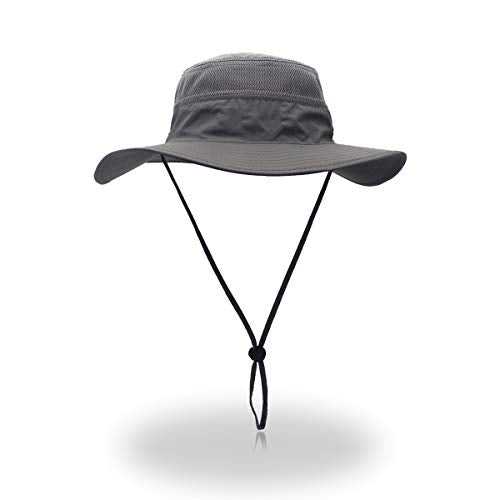 EONPOW Fishing Hats Windproof UPF50+ UV Protection Bucket Beach Mesh Sun Hat 56-61cm - color: Dark Gray