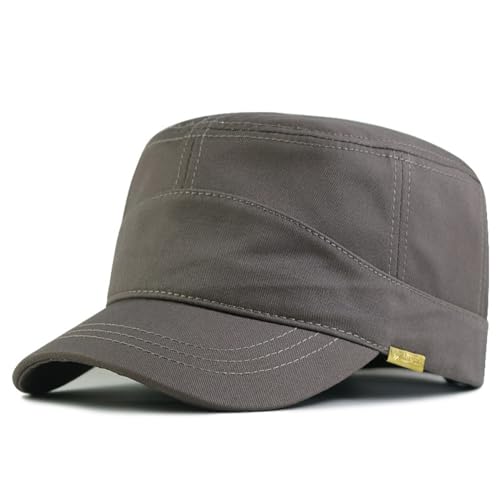 FASHIXD Army XXL Hat Military Cap Plus Size Hats for Men Short Bill Hat Cadet Cap - color: Grey, size: Medium