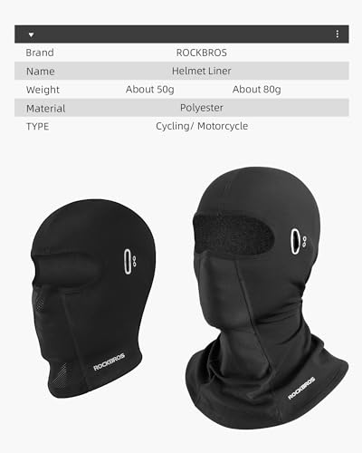 ROCKBROS Helmet Liner with Glasses Holes Thermal Skull Cap Under Helmet Beanie Motorcycle Bike Helmet Liner - color: Glasses Holes Short