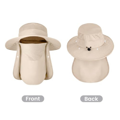 Sun Hats for Men Women UPF 50+ Waterproof Bucket Hat - color: Beige