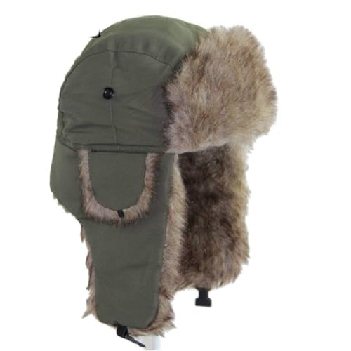 Lukitty Trapper Warm Russian Trooper Hat Winter Skiing Cap Women Men Windproof - color: Green