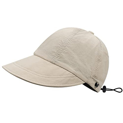 CLAPE Wide Brim Visor Hat Golf Visor Cap Packable Beach Hat Sun Protection Hat for Beach Garden Tennis Running Sunshade Hat - color: C-dwh01-beige