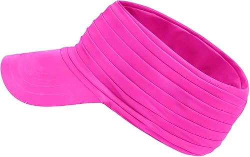 Visor Hats for Women Men Beach Sun UV Protection Wide Brim Lightweight with Ponytail - color: Rose