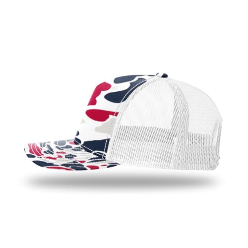 Richardson 112FP & 112PFP Classic Fit Five-Panel Snapback Trucker Cap |OSFM - color: Americana Duck Camo/White