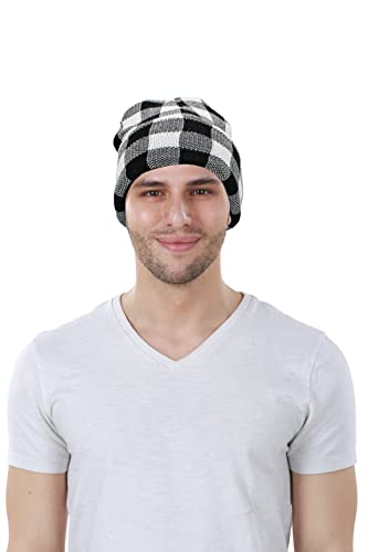 Lumberjack Plaid Aviator Trapper Hat Trooper Ear Flaps Ushanka Eskimo Cold - color: Black White Buffalo Plaid