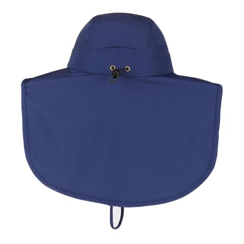 Connectyle UPF 50+ Sun Hat with Neck Flap Wide Brim Bucket Hats Breathable Fishing Hiking Gardening Safari Hat for Men Women - color: Navy Blue