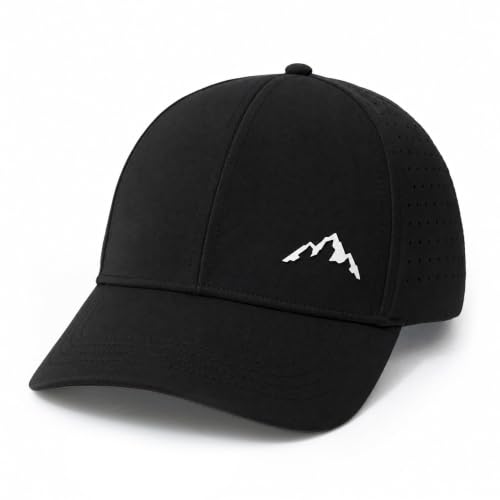Performance Snapback Running Hats for Men, Waterproof Hat Workout Cap - color: Black