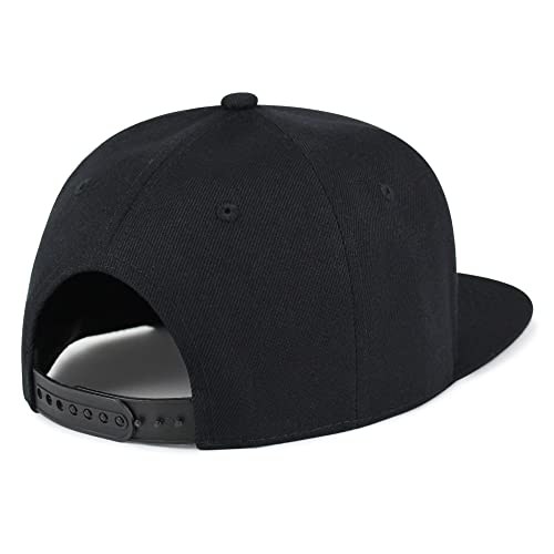 Flower Ornament Hip-Hop Snapback Hat Embroidered Baseball Cap Floral Embellishment - color: 04. Black