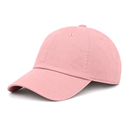 Cotton Baseball Cap Dad Hat – Washed Low Profile Adjustable Hat for Men Women Casual Outdoor Running Golf - color: 1. Smoke Pink