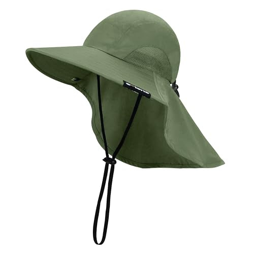 Solaris Small‑Head‑Fit Sun Hat with Neck Flap for Men & Women - color: #1 Green, size: One Size