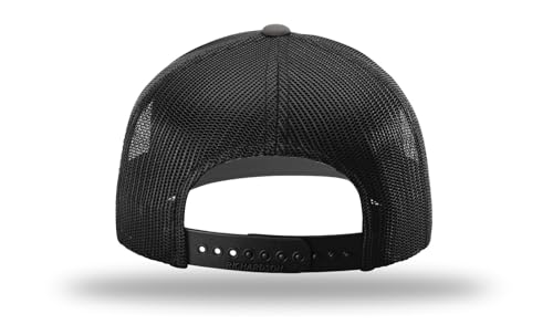 Richardson 112 Trucker Hat - Premium Blank Baseball Cap, Adjustable Snapback Hat - Structured Six Panel Richardson Blank Hats - color: Charcoal/Black