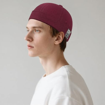 DIYDECAL Brimless Docker Cap,Skullcap Beanie, Retro Sailor Hat for Mens Womens - color: Wine