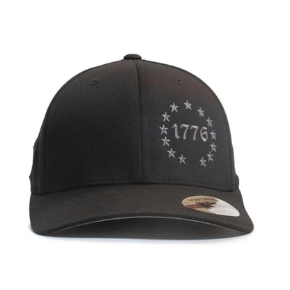 1776 Betsy Ross 13 Colonies 13 Stars 2A hat Black/Gray Cap Fit for Life Cap - size: Small-Medium