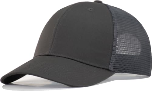 TSSGBL M, L, XL, XXL Snapback Trucker Hats Baseball Caps Adjustable Blank Mesh Back Ball Caps for Men Women - color: Dark Grey(cotton Front), size: Medium-Large