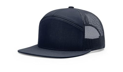 Richardson 168 Hi-Pro 7 Panel Adjustable Snapback Trucker Mesh Back Cap - color: Navy