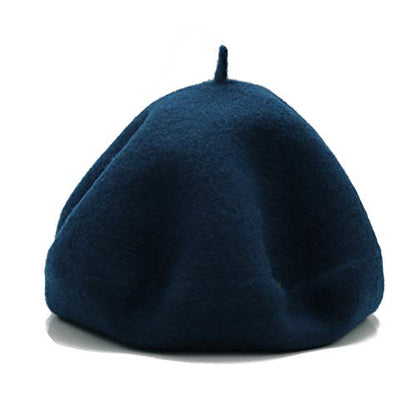 Wheebo Wool Beret Hat,Solid Color French Style Winter Warm Cap for Women Girls Lady - color: Light Navy